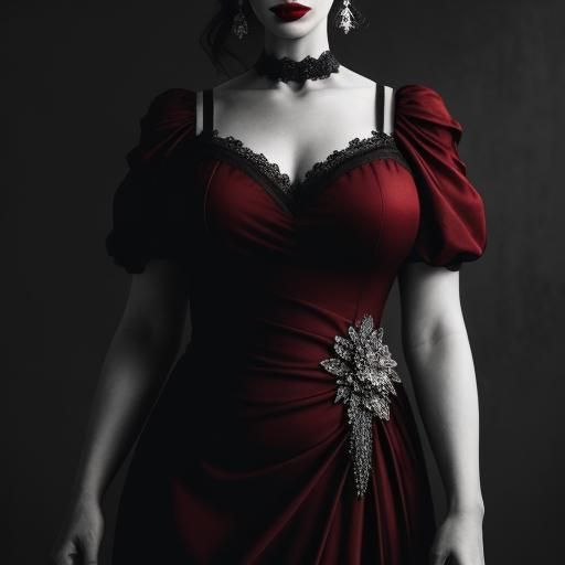 Hyperrealistic Portrait of Woman with Red Lipstick