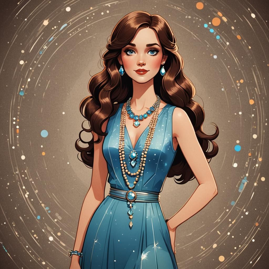 Cute Girl in Art Deco Disney•Pixar Style