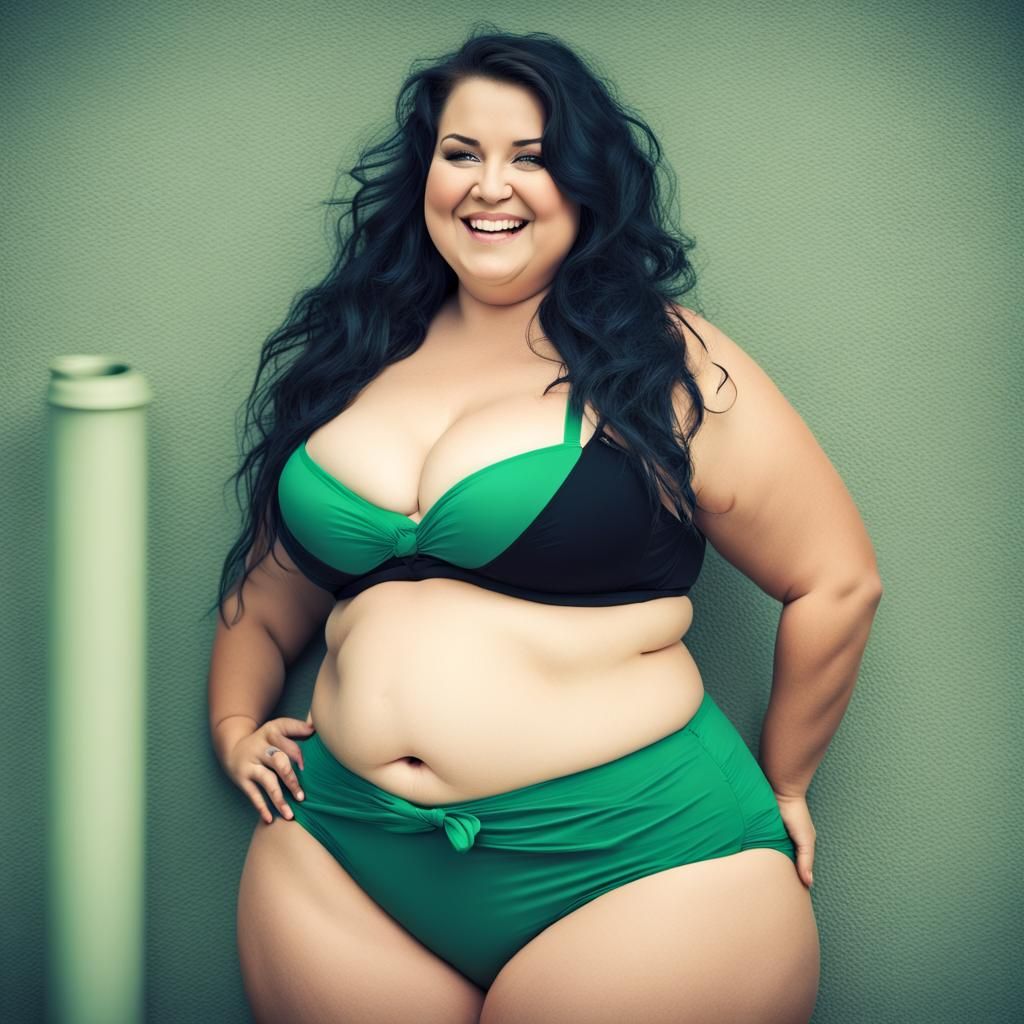 Confident Plus-Size Woman with Blue Eyes
