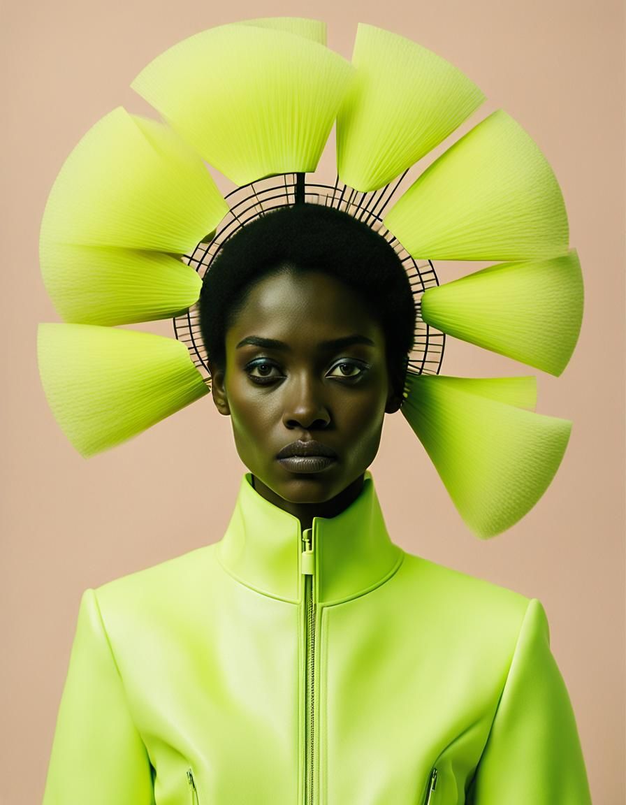 Contemporary Sculpture of Woman with Neon Equalizer