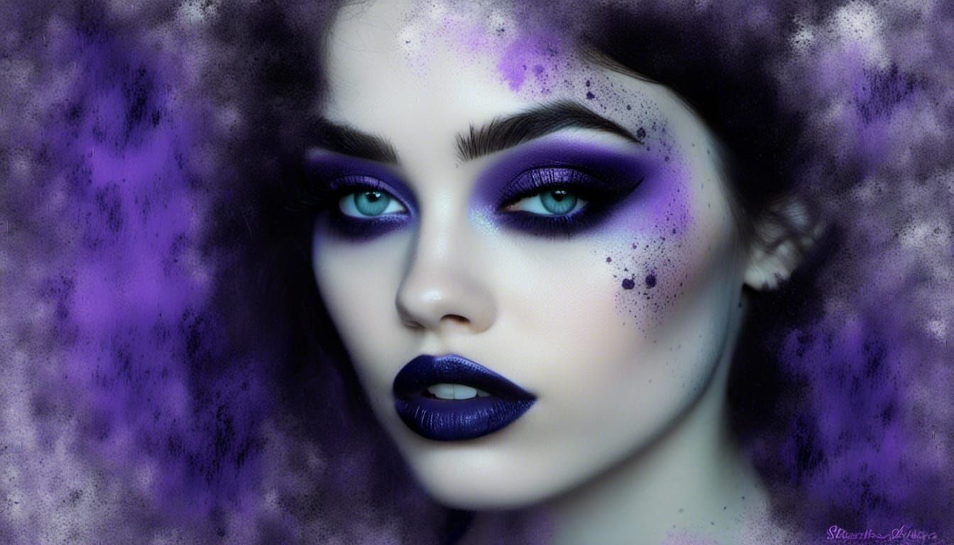 Glitch Art Portrait of Woman Holding Black Rose