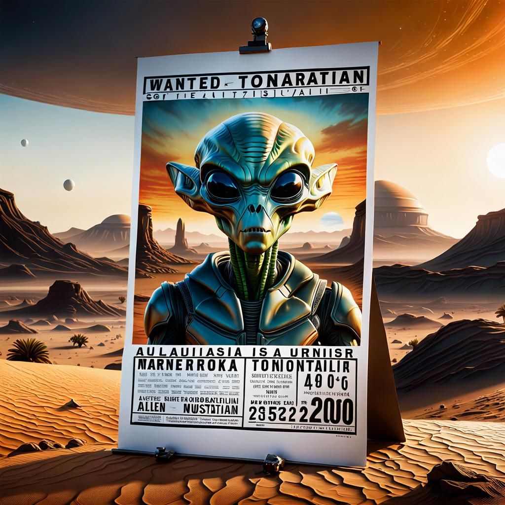 Wanted Alien on Mars in Australian Tonalism Style