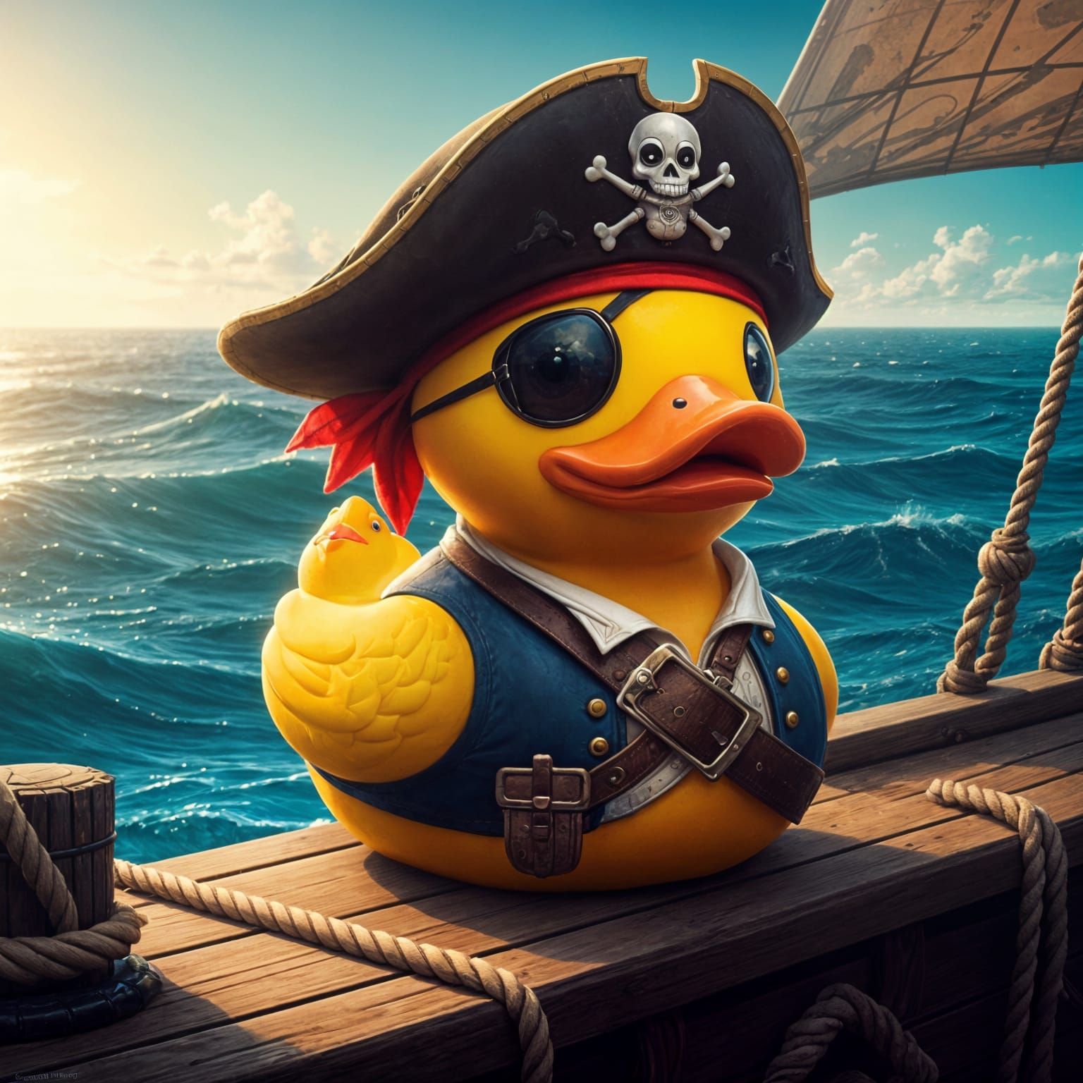 Pirate Ship Sails Across a Vibrant Ocean with Anthro Rubber ...