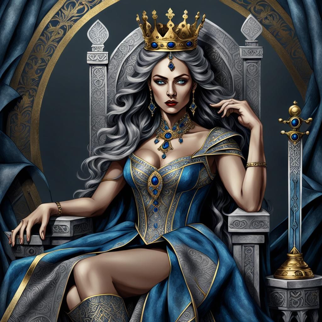 Queen of Swords: Gothic Fantasy Tarot Card