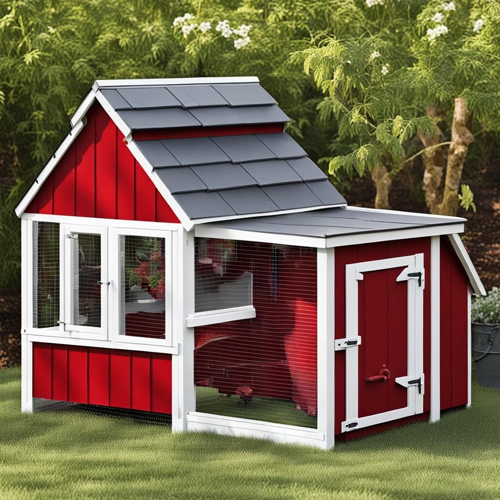 Charming Red Chicken Coop with White Accents