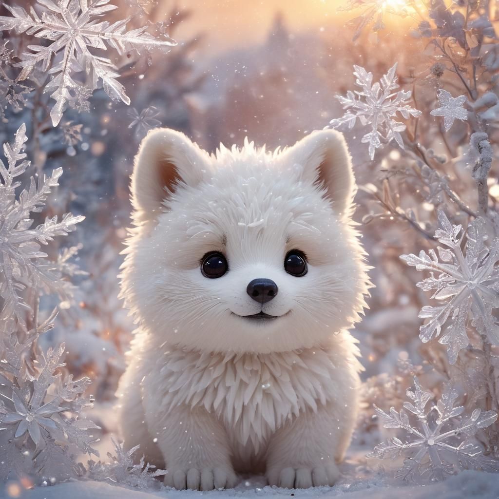 Chibi Snow Animal Portrait in Ice and Snow Magic