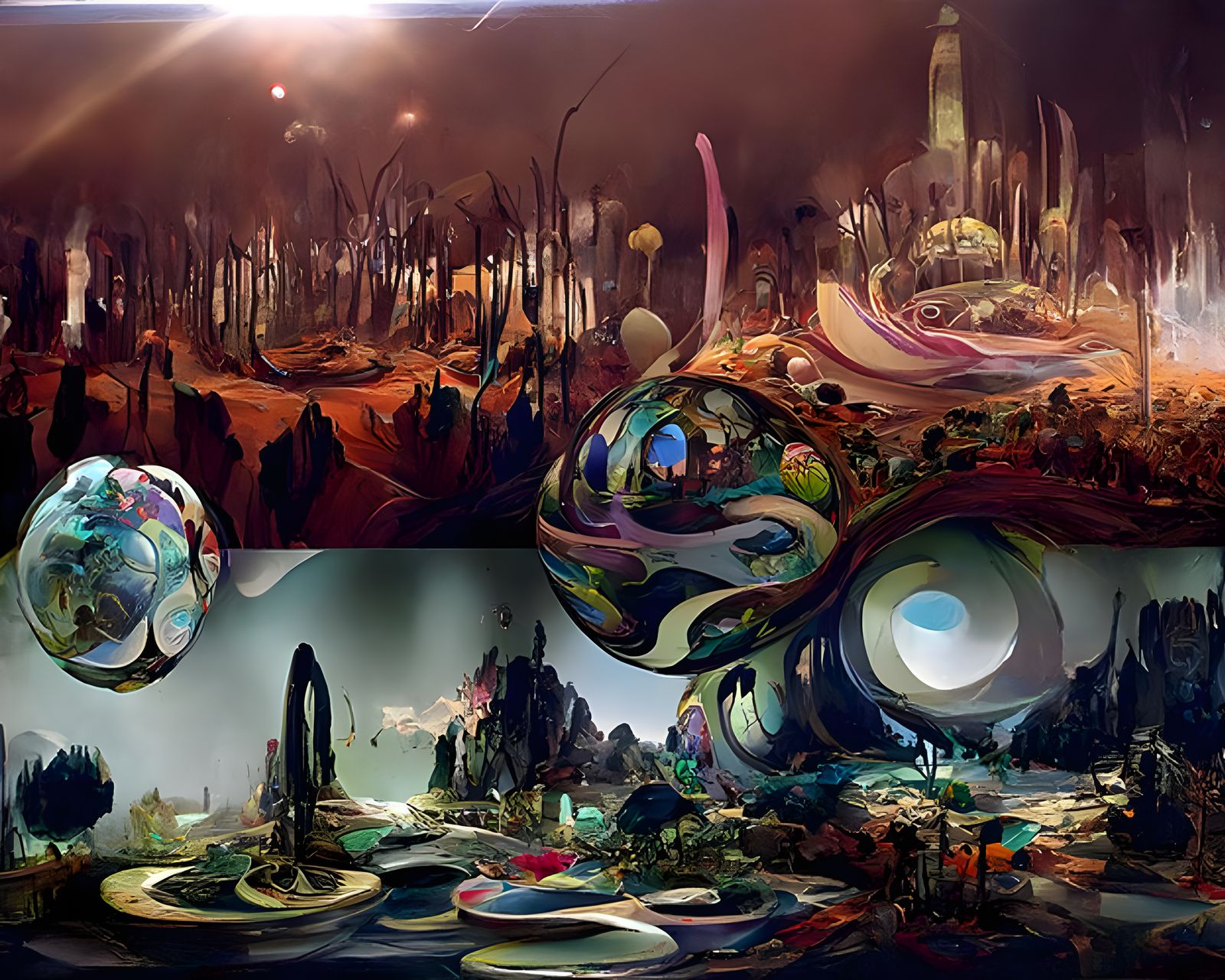 Surreal Alien Landscape in a Psychedelic Style