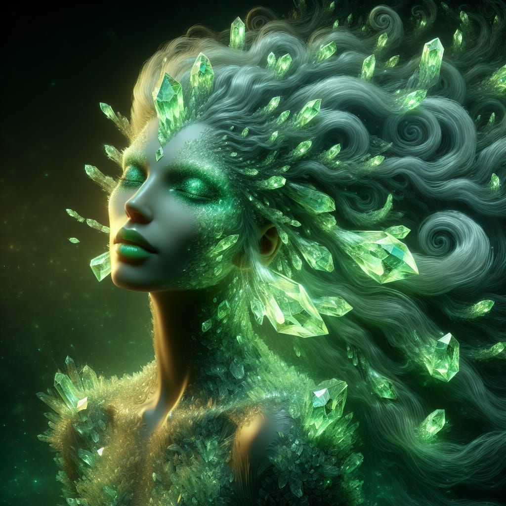 Diamond Woman: Luminous Green Crystal Figure