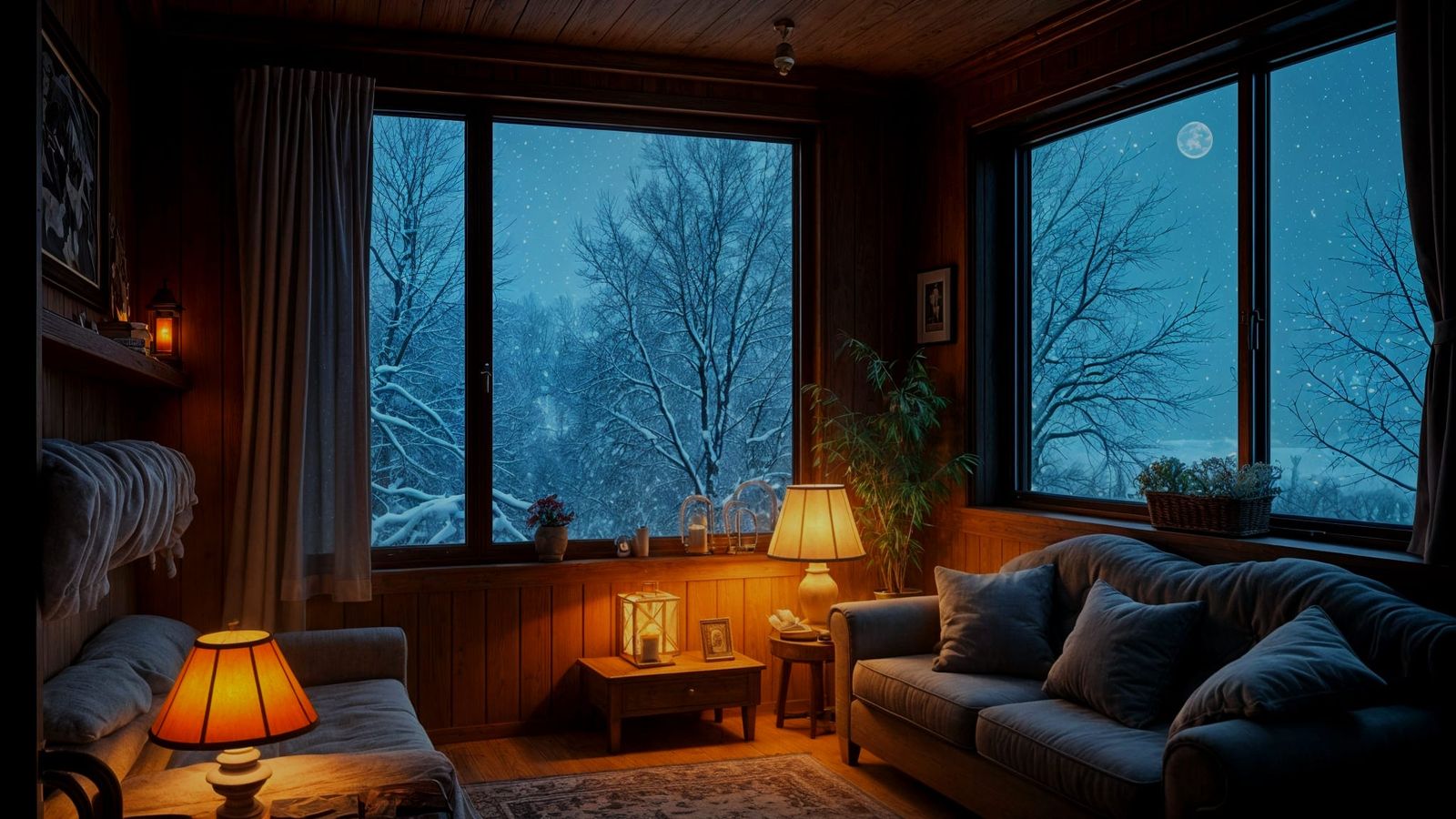 Cozy Winter Night Scene in 3D Anime Style