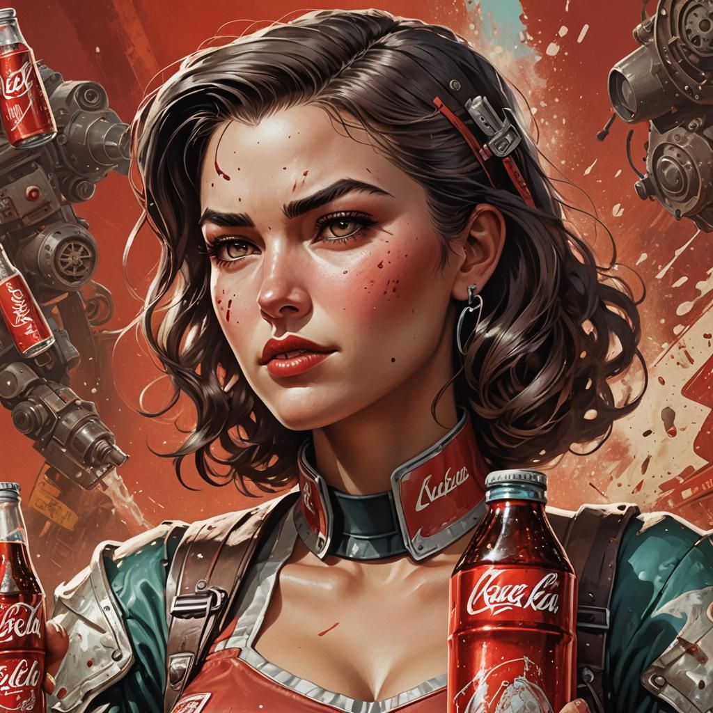 Hyperrealistic Nuka Cola Fallout Girl Splash Art
