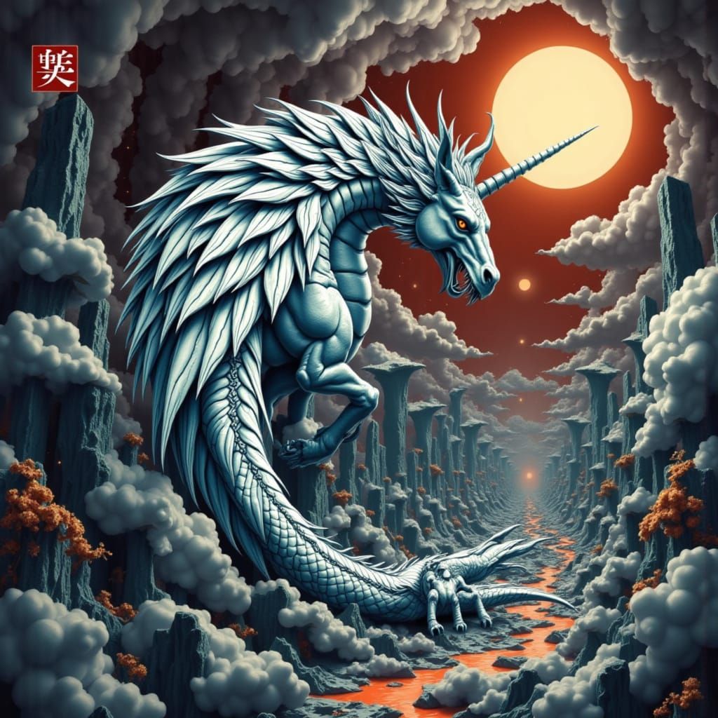 Cyberpunk Android Dragon Unicorn