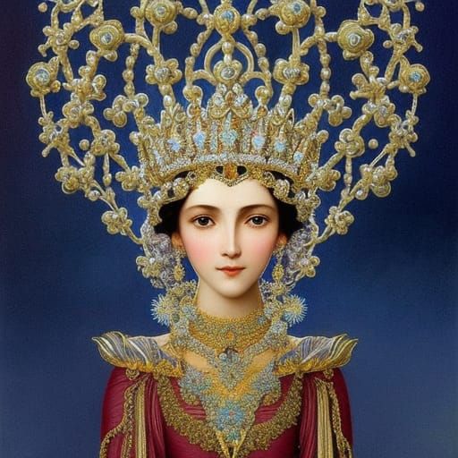 Intricate Filigree Crown with Jewel Tones