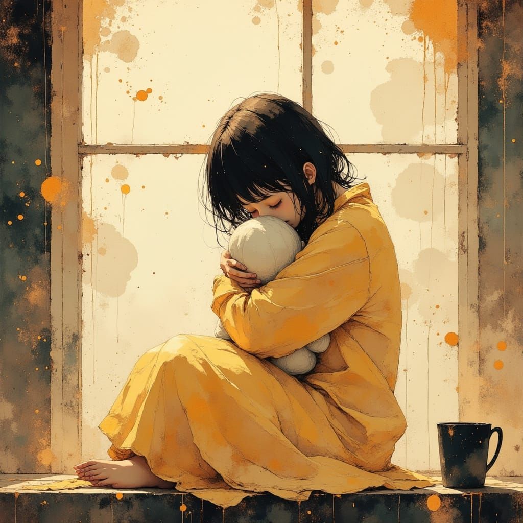 Self-Embrace in Soft Light, Cozy Atmosphere