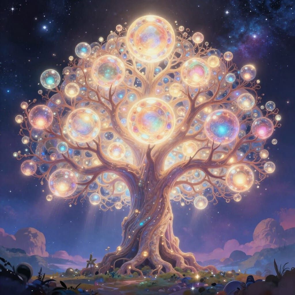 Yggdrasil Tree of Life Made of Glowing Soul Spheres