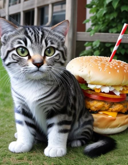 Funny Cat Asks for Cheeseburger