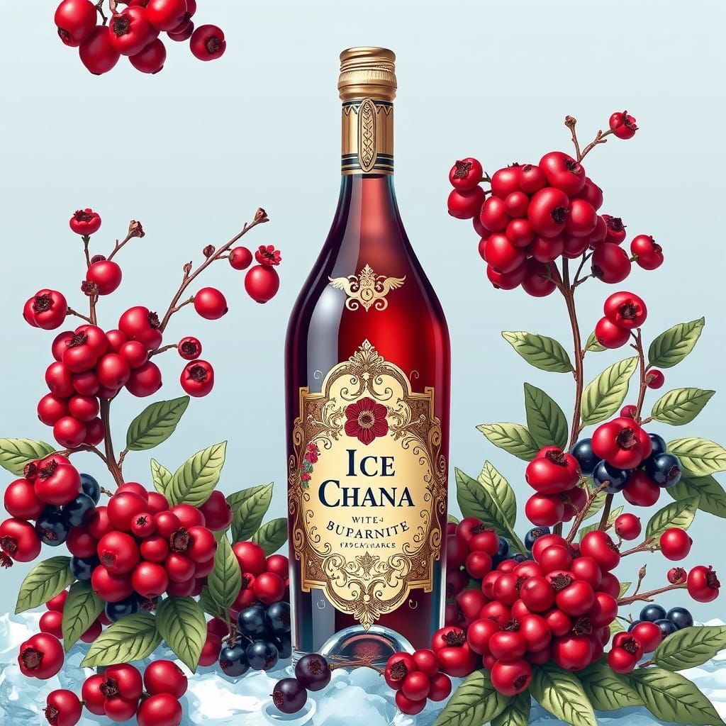 Luxurious Ice Wine Bottle in Opulent Art Nouveau Style