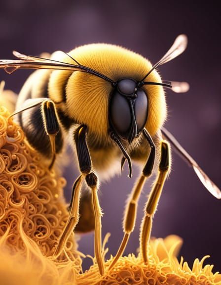 Radiant Queen Bee in Golden Pollen Dust