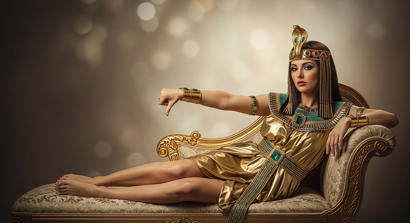 Egyptian Queen Lounging in Opulence: Professional Photograph...