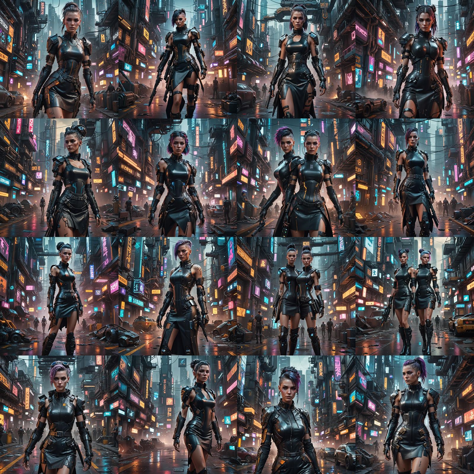 Futuristic Cyberpunk Girl in Leather Dress