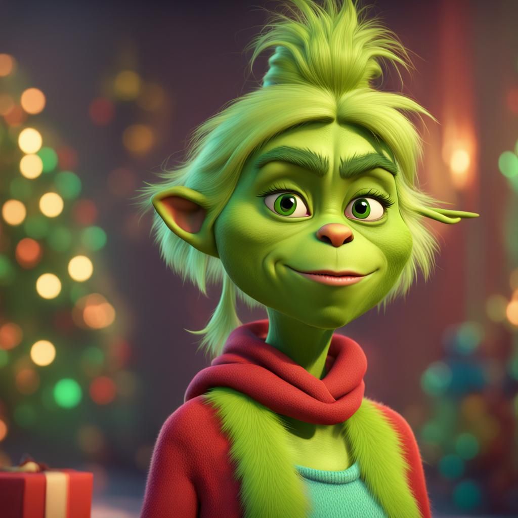 Girl Grinch: 3D Digital Art Concept