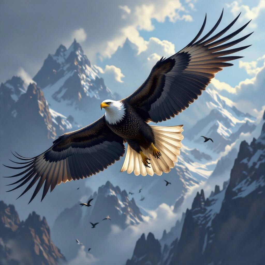 Majestic Stormwing Eagle Soaring, Dark Fantasy Concept Art