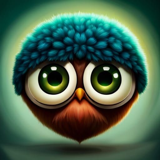 Adorable Furry Spider with Owl Eyes Illustration