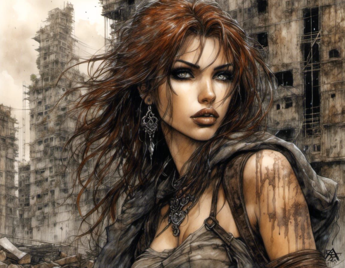 Gritty Post-Apocalyptic Woman in Ruined City