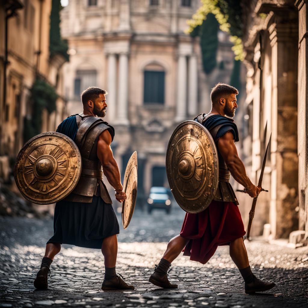 Warriors Walking Ancient Roman Streets