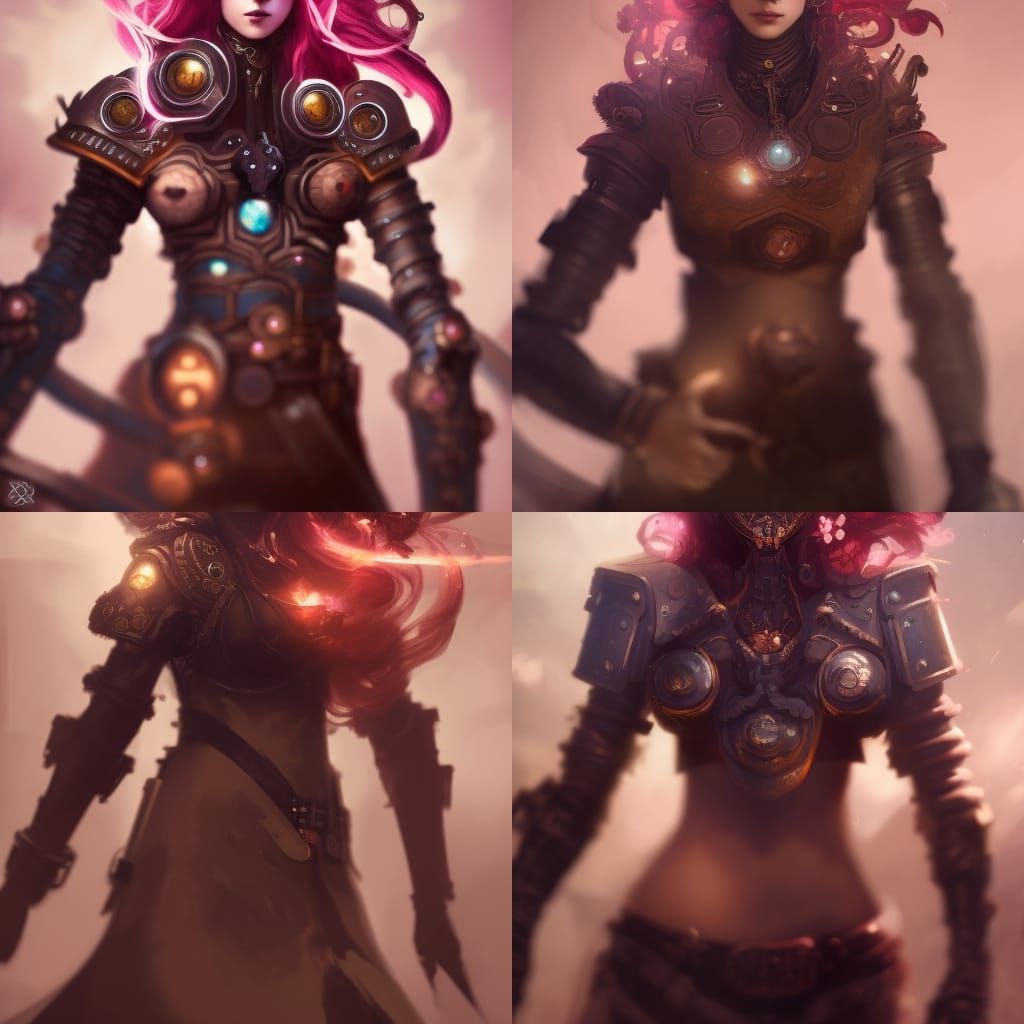 Steampunk Woman Portrait with Mechanical Octopus Armor