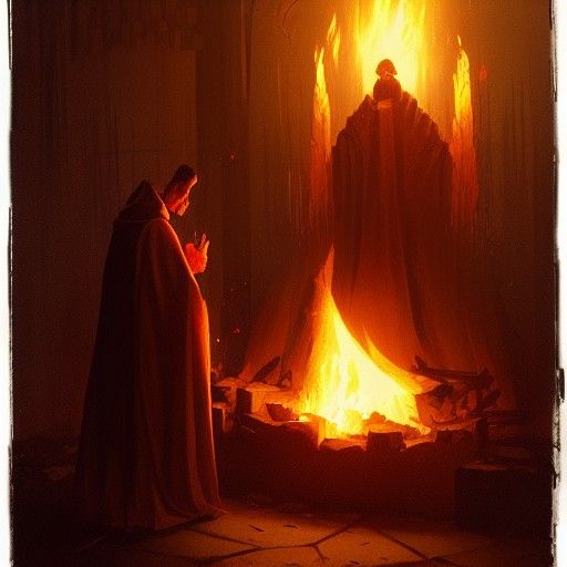 Sinister Catholic Pyre, Dark Fantasy Art