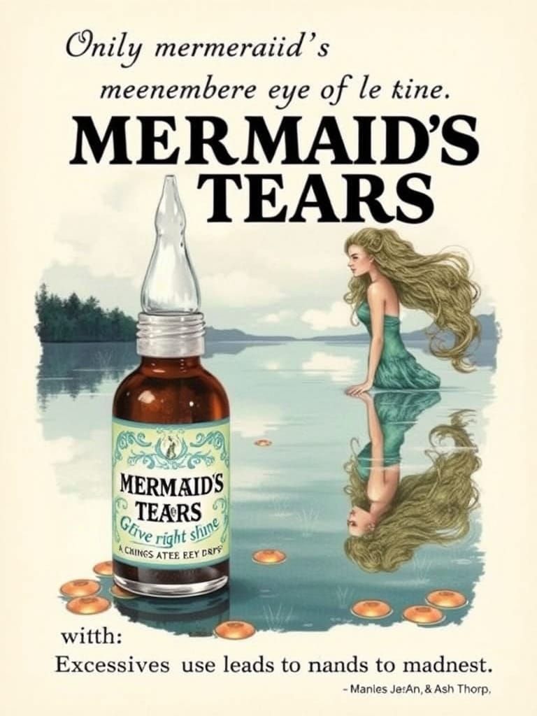 Mystical Mermaid Tears Eye Drops in Quirky Illustrative Styl...