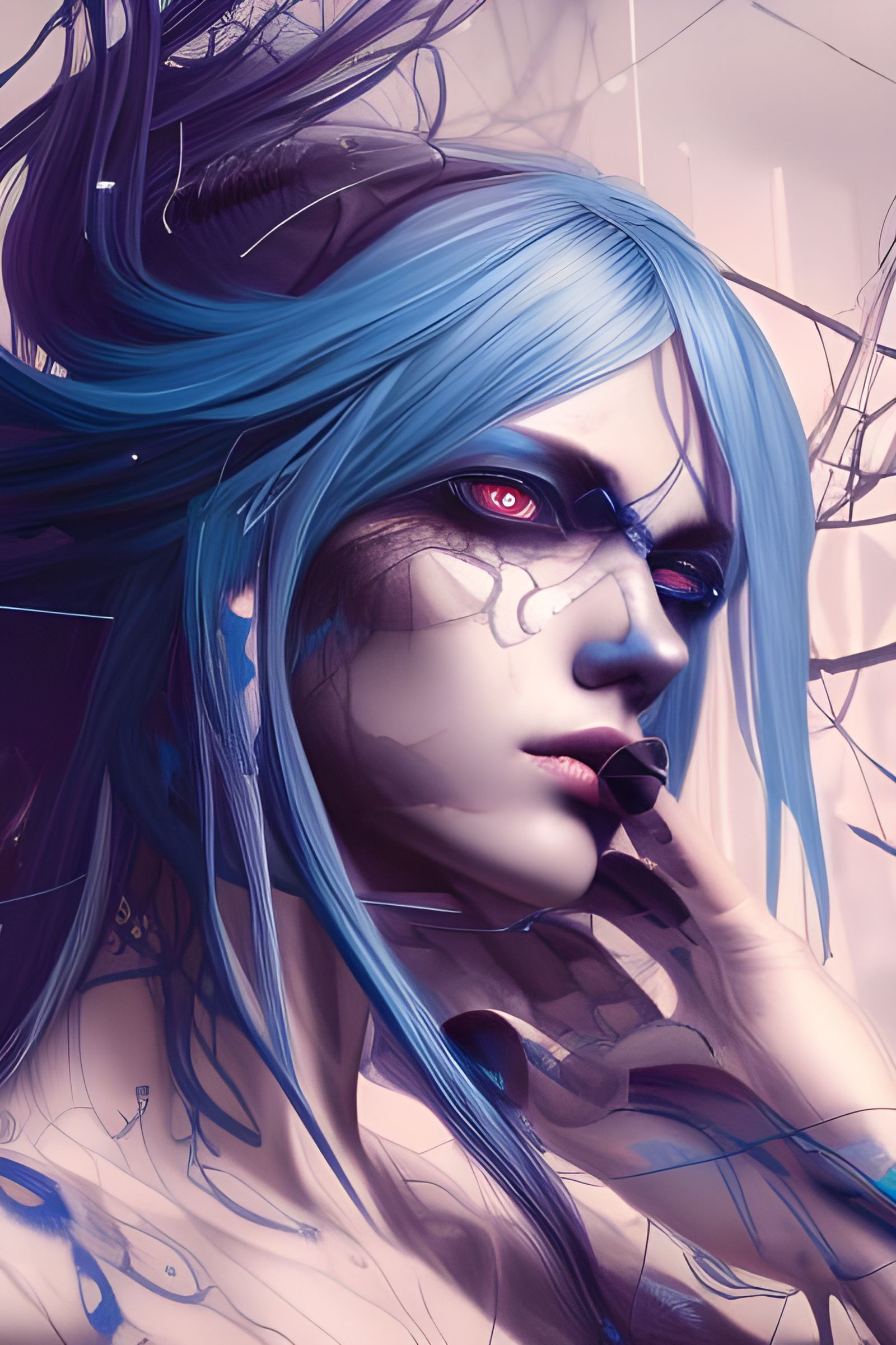 Cyberpunk Dark Elf Goddess in Digital Illustration