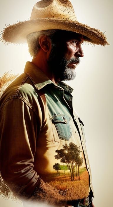 Vibrant Portrait of a Spanish Farmer in a Golden Rice Field