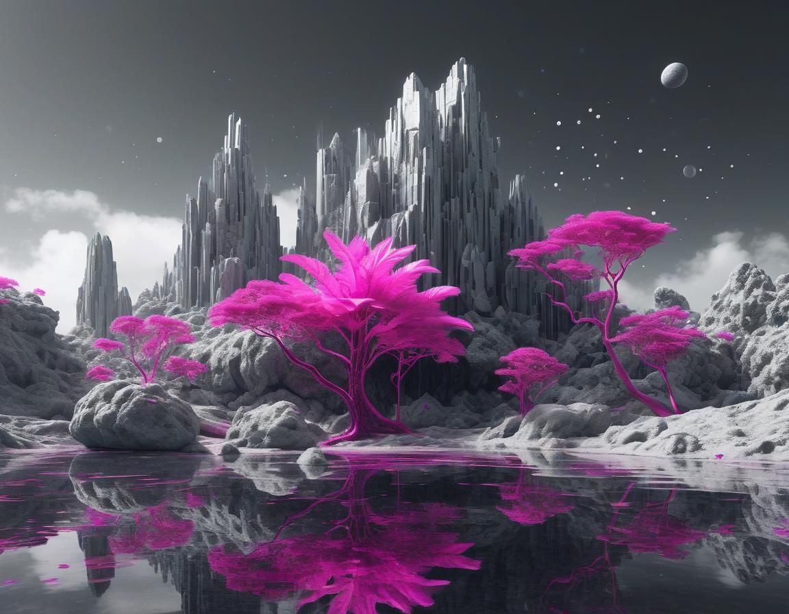 Ethereal Abstract Art: Magical Shimmering Landscape