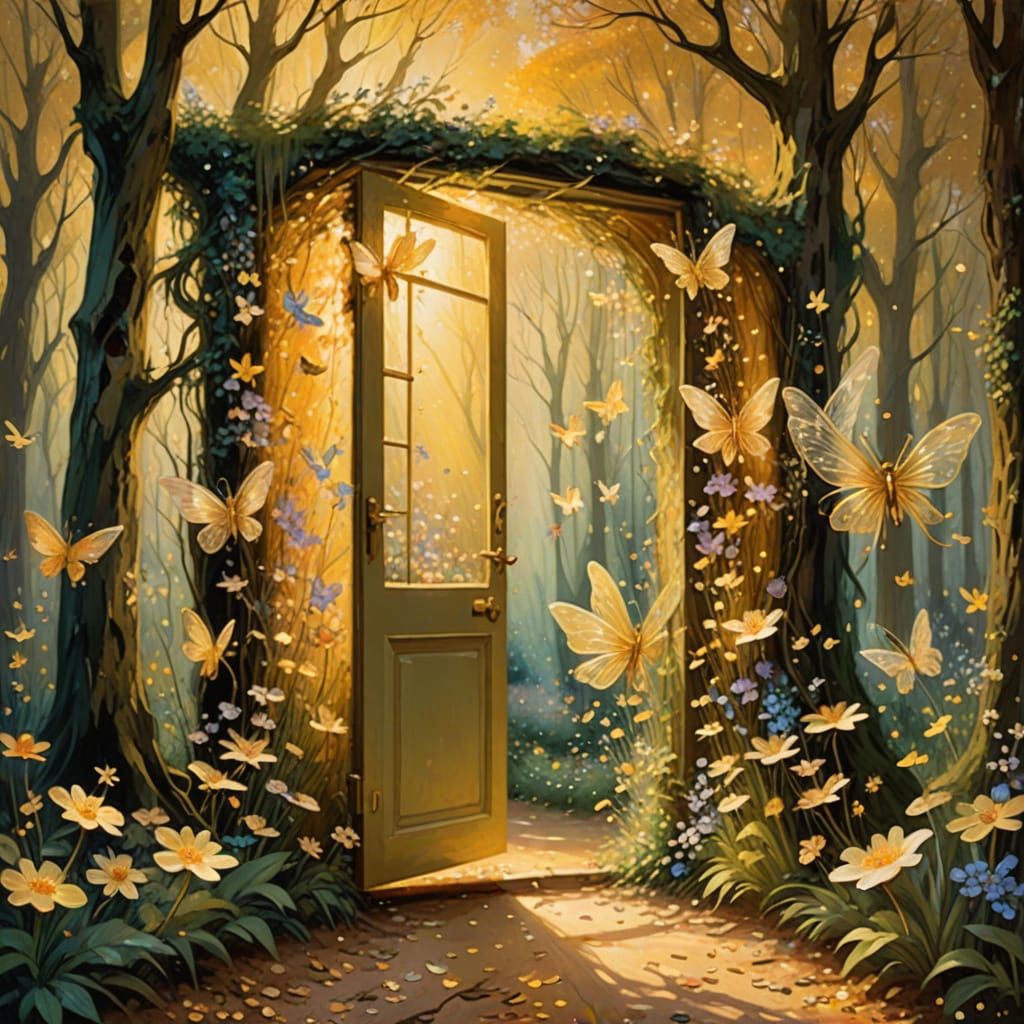Magical Forest Portal: Impressionistic Fairy Art