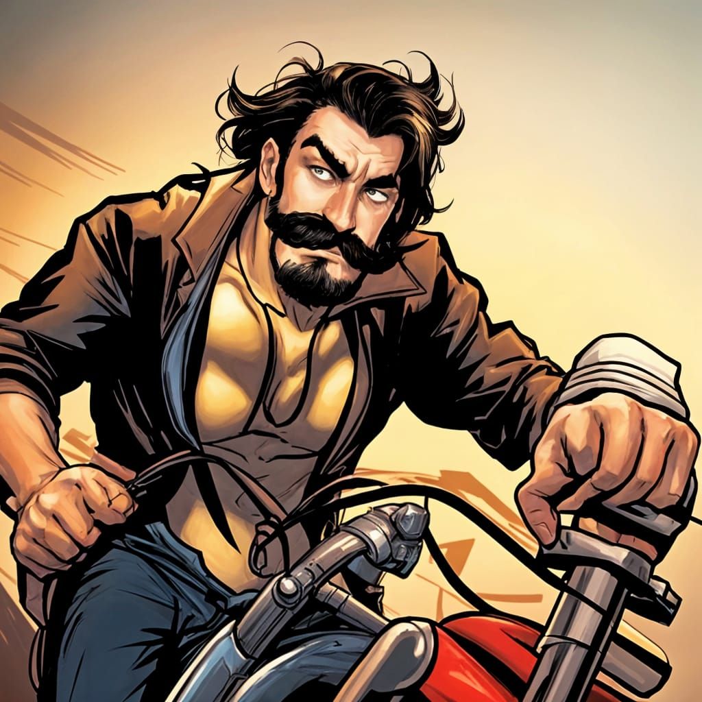 Comic Book Style Portrait in Brown Shirt