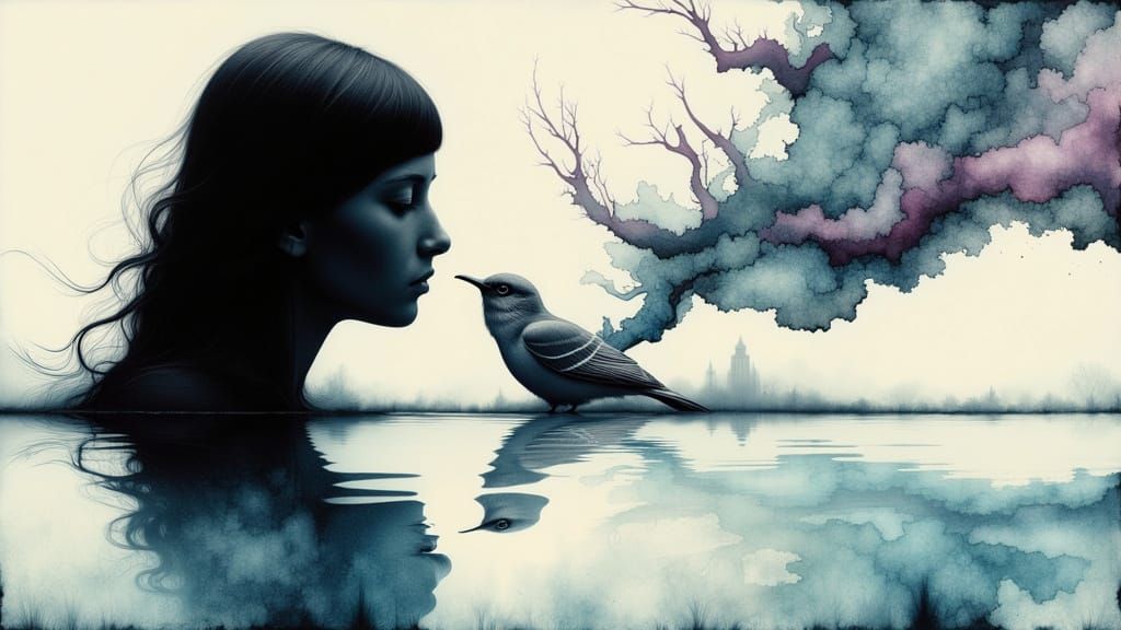 Surreal Liquid Contemplation: Optical Illusion Art