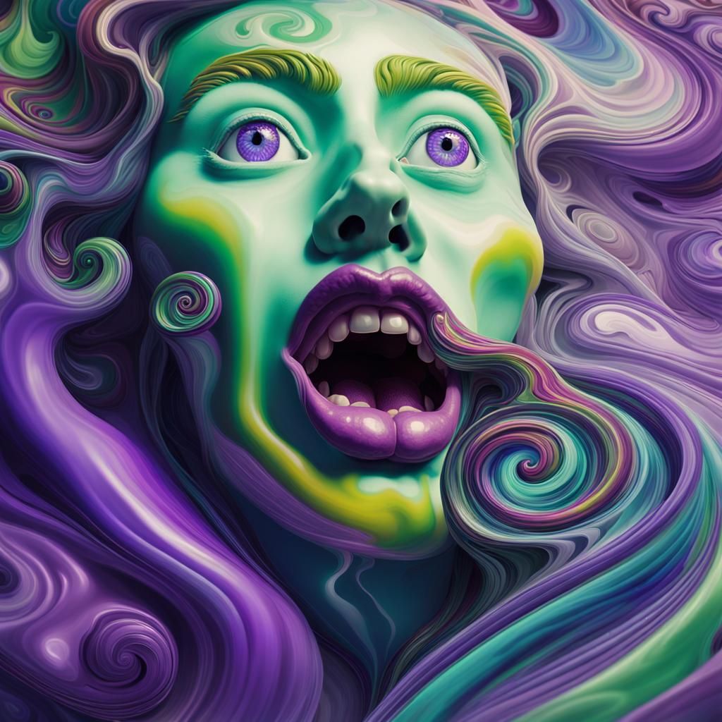 Alice in Wonderland on a Tongue in Surrealism Style