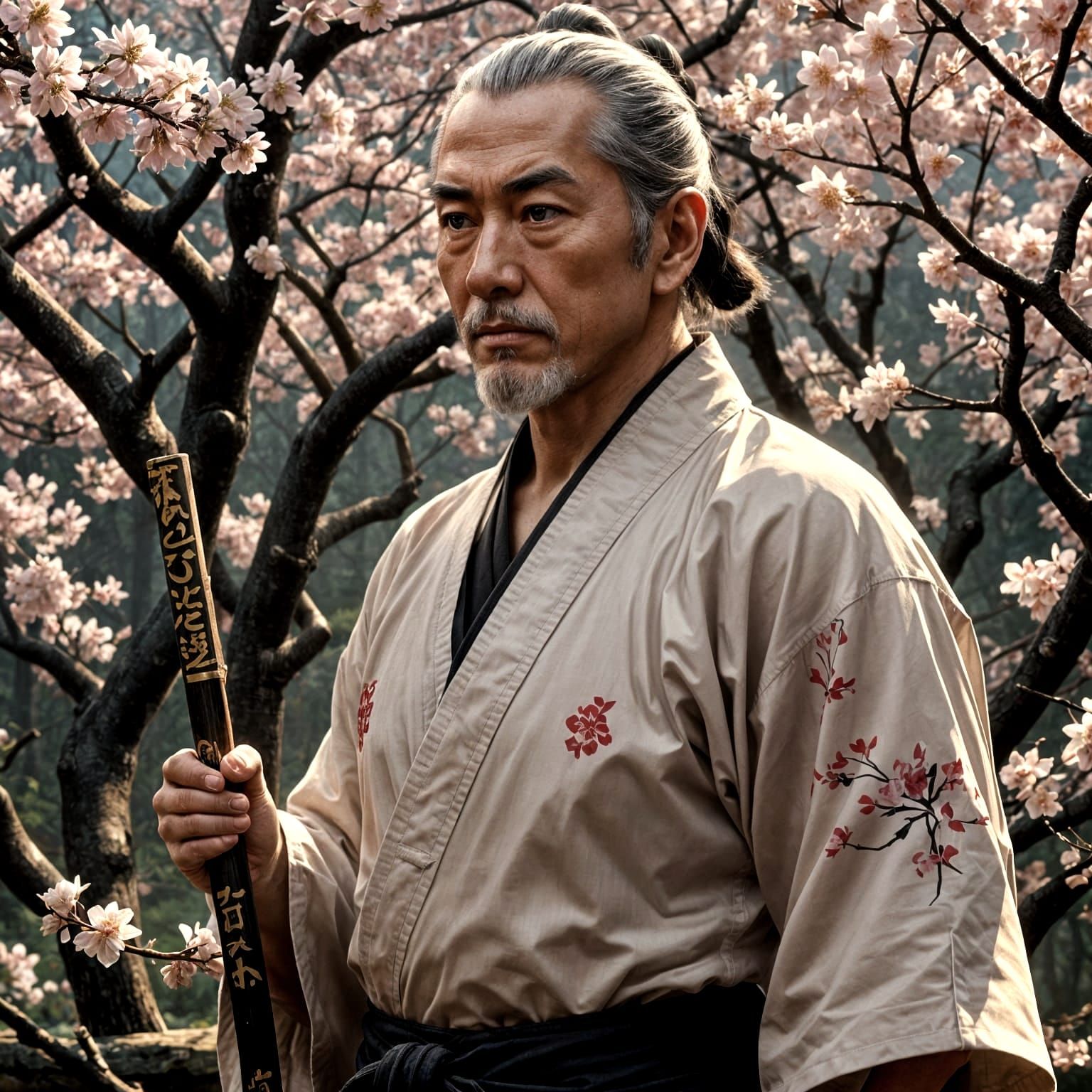 Martial Arts Master in Dojo: 3D Anime Art