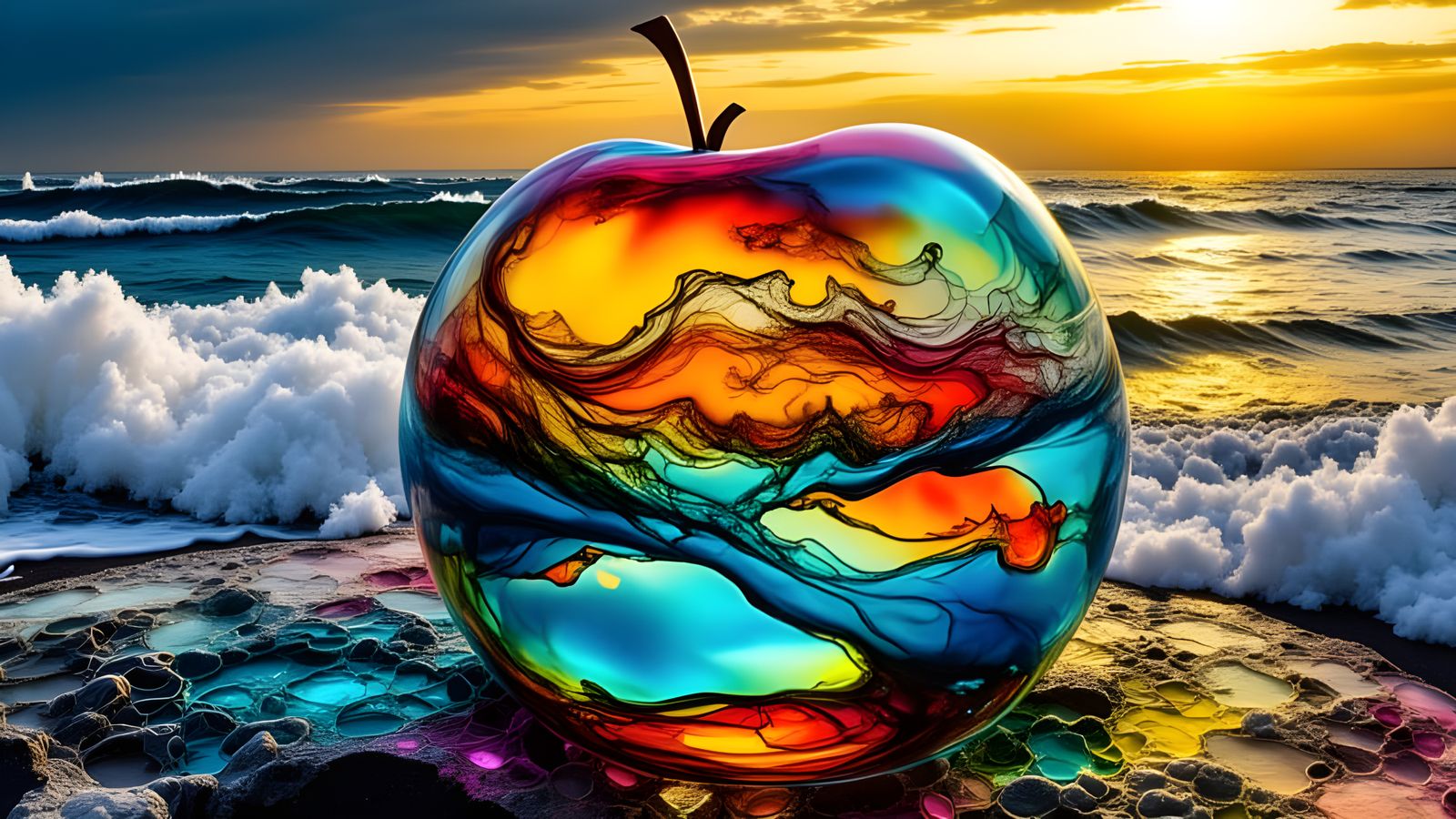 Glass Apple in False Color NASA Thermogram Style