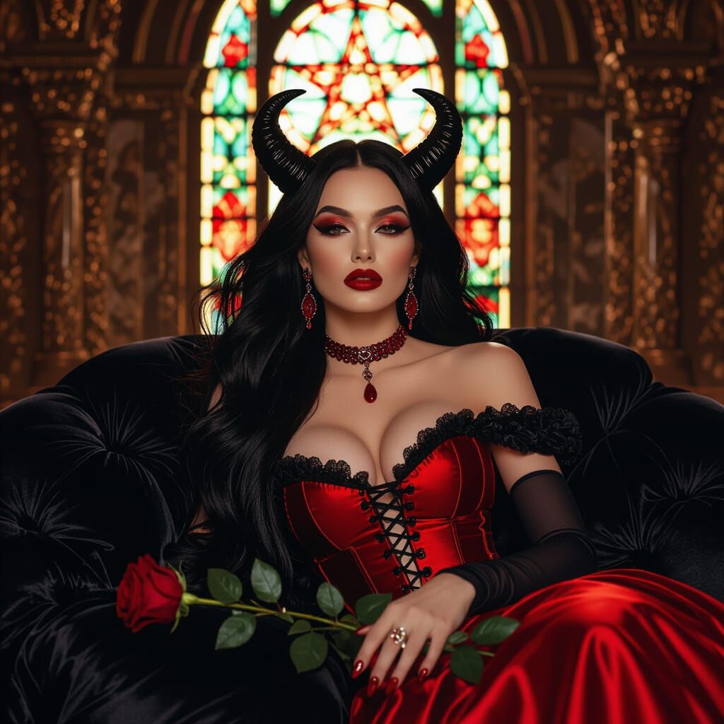 Goddess with Horns in Cinematic Film Style