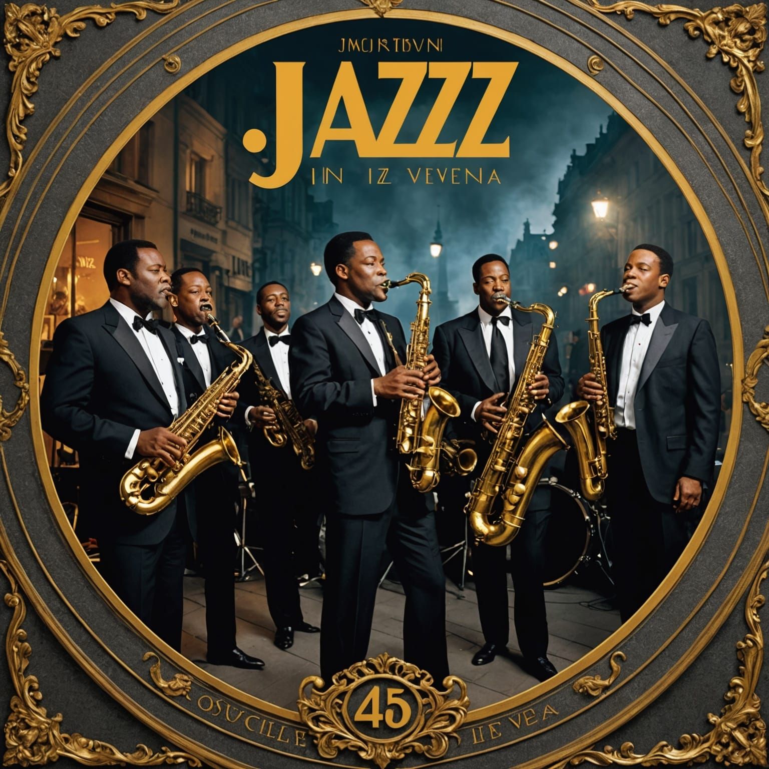 Vintage Jazz Band Record Sleeve Art