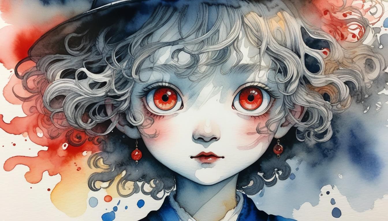 Watercolor Poltergeist with Ruby Eye in Hyperdetail