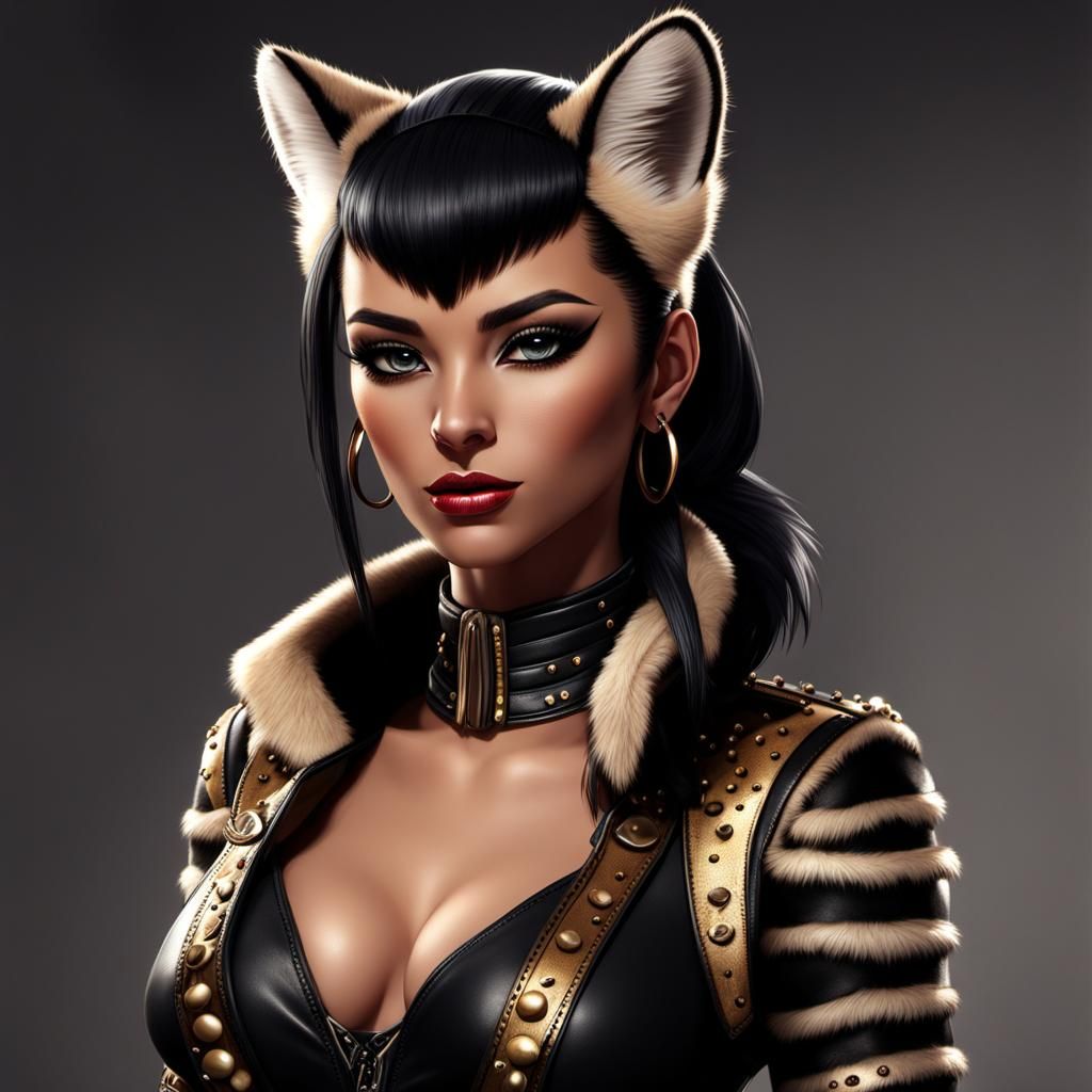 Ocelot Furry Woman Portrait in Digital Illustration