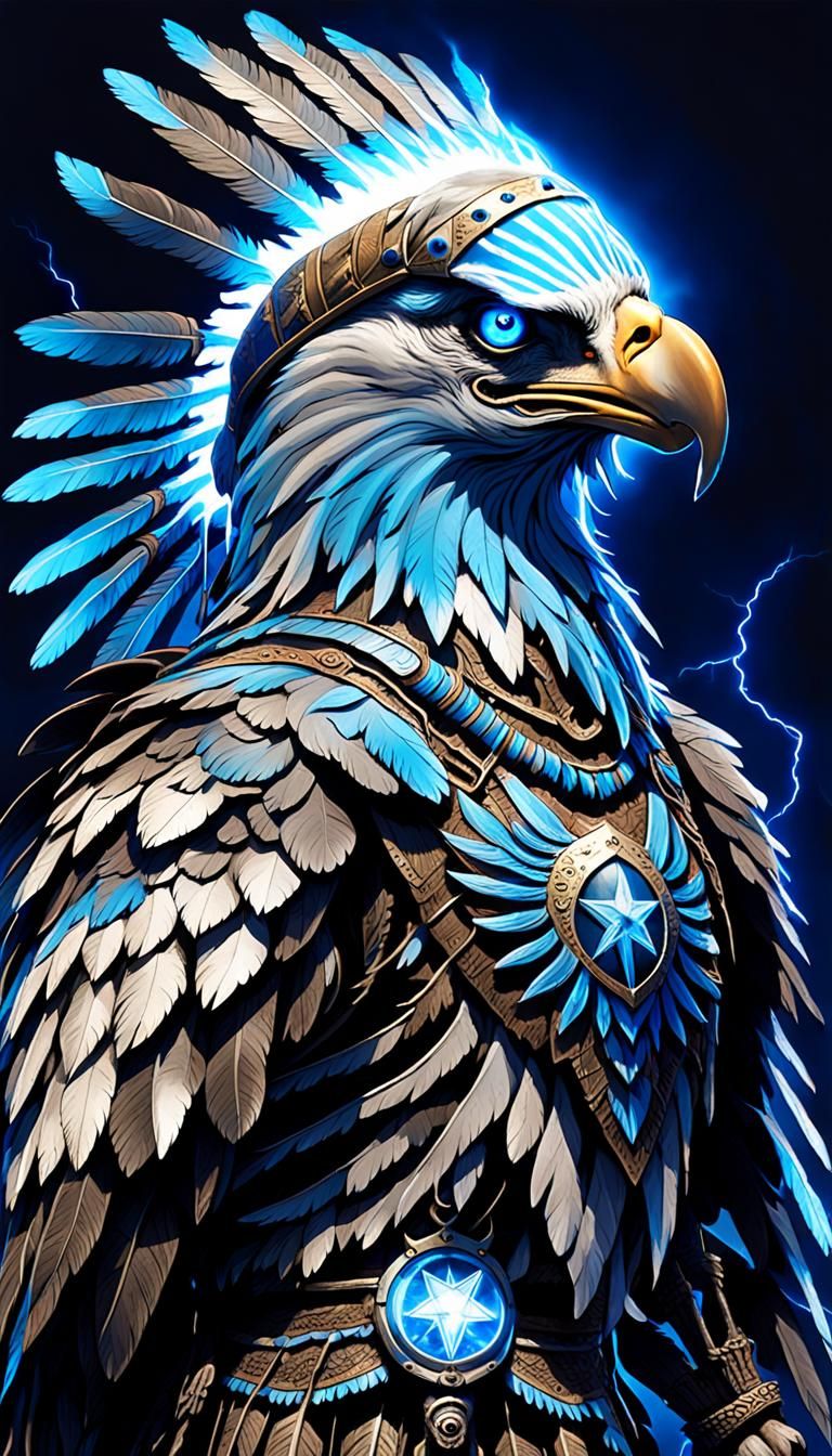 Electric Eagle Skeleton Warrior in Manga Style