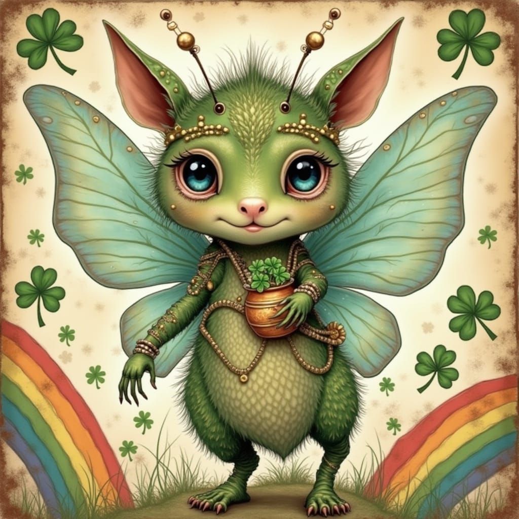 Steampunk Creature in Whimsical Watercolor Style