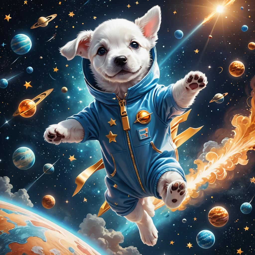 Whimsical Space Adventure in Vibrant Pastel Hues