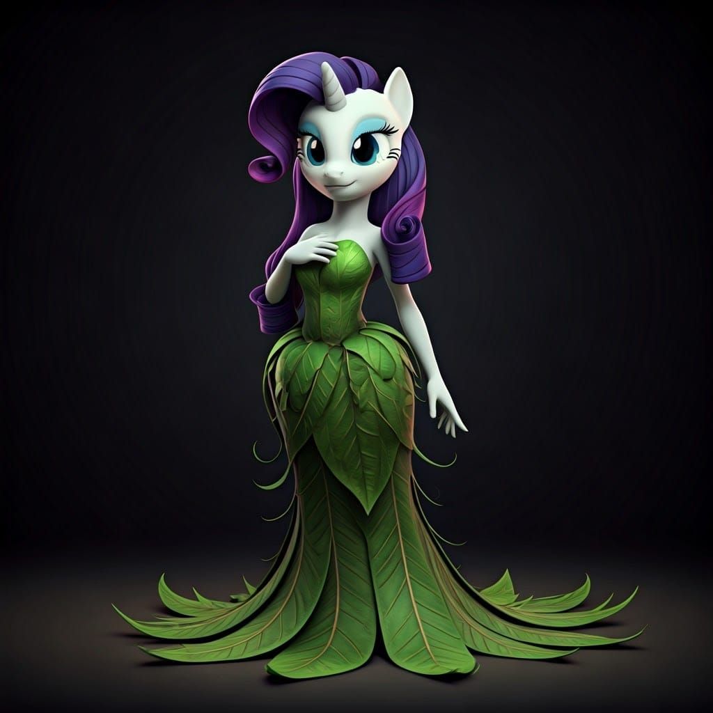 Elegant Rarity Unicorn in Fantasy Evening Gown with Venus Fl...