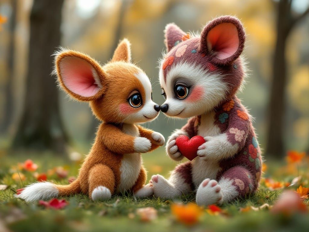 Friendly Monstecating Creature Playing Gently with a Puppy