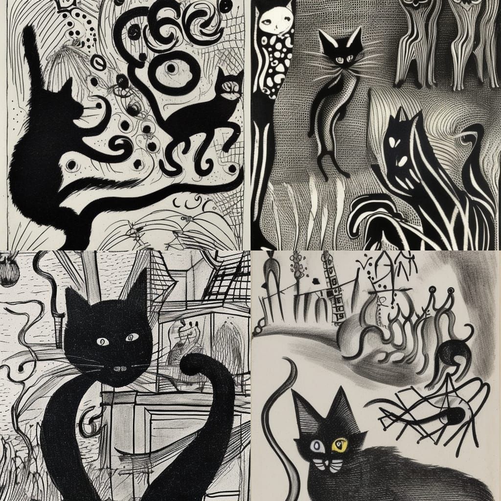 Black Cat: Intricate 16th Century Style Ink Drawing